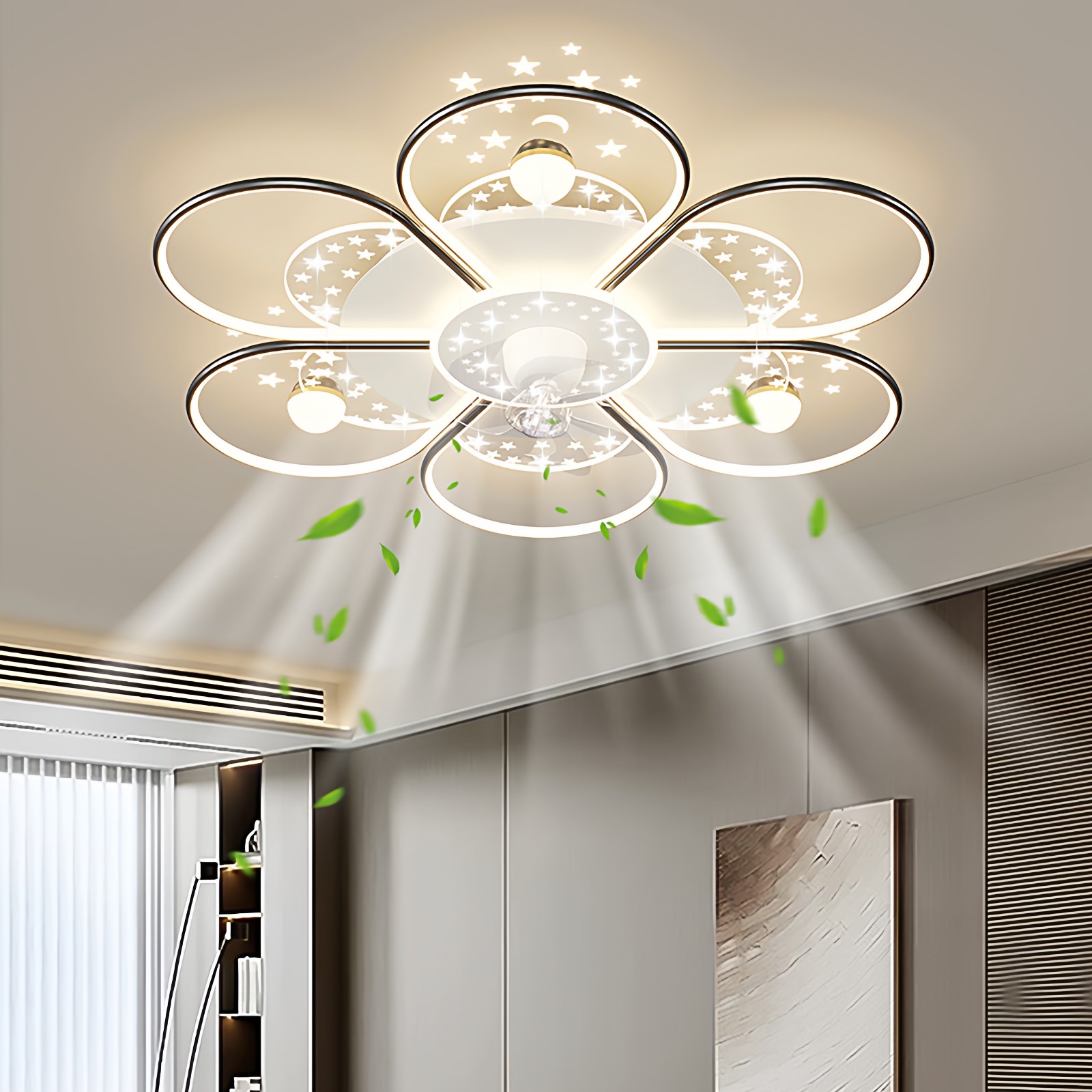 风扇灯2025新款客厅护眼全光谱灯具现代简约家用餐厅卧室中山灯具,淘宝优惠券,粉丝福利购,淘宝优惠卷