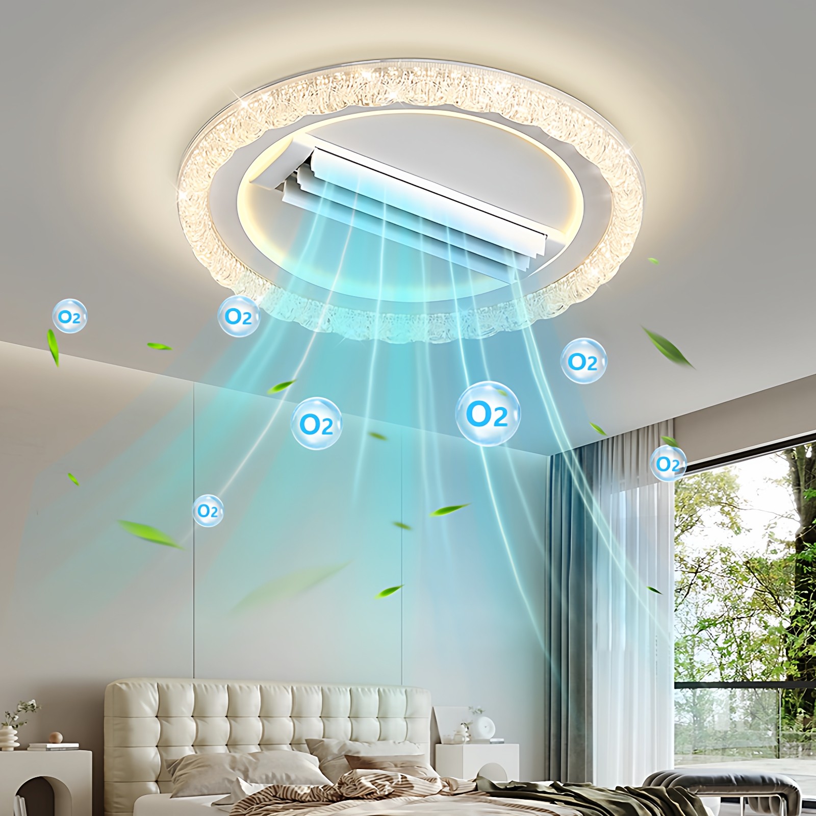 2025年新款冷暖无叶风扇灯客厅吸顶灯现代简约餐厅卧室护眼智能灯,淘宝优惠券,粉丝福利购,淘宝优惠卷