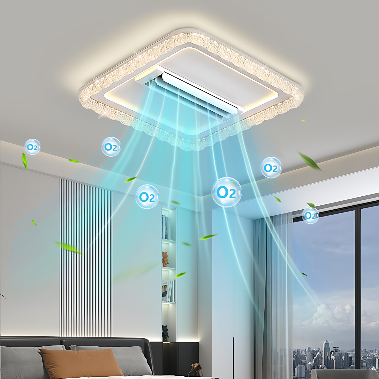 2025年新款冷暖无叶风扇灯客厅吸顶灯现代简约餐厅卧室护眼智能灯,淘宝优惠券,粉丝福利购,淘宝优惠卷