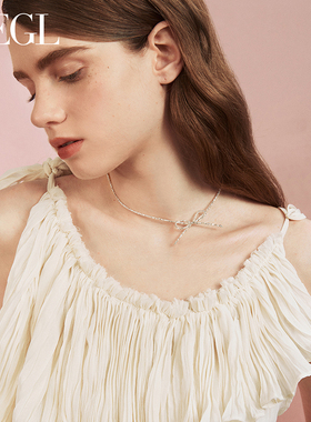 ZEGL蝴蝶结碎银颈链女轻奢锁骨链