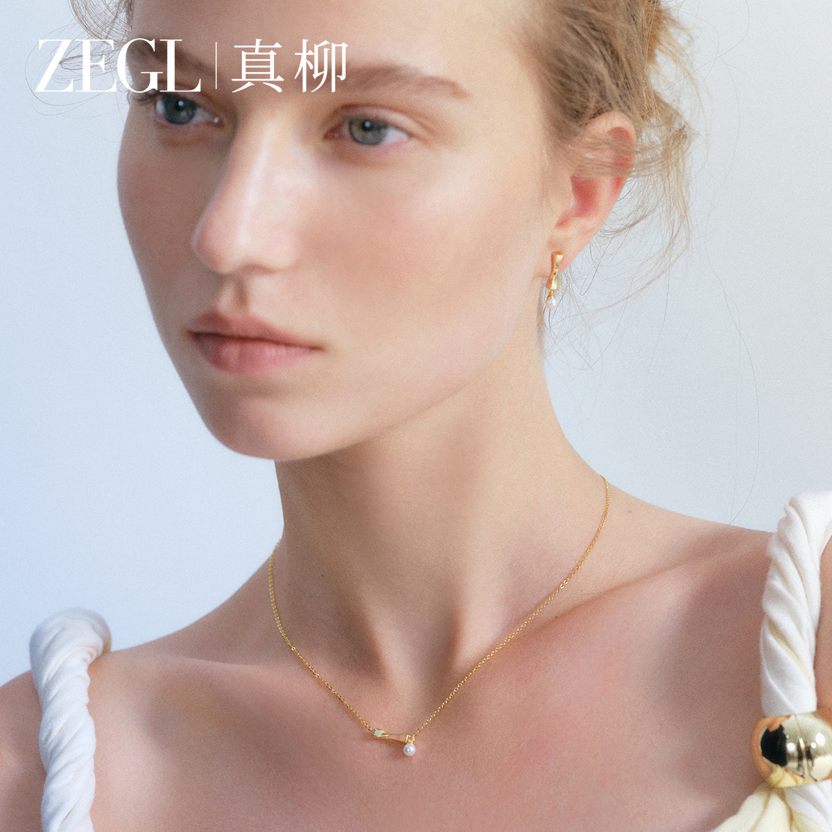 ZEGL真柳设计师S925纯银扭结贝珠项链女款2025新款气质锁骨链配饰 - 图1