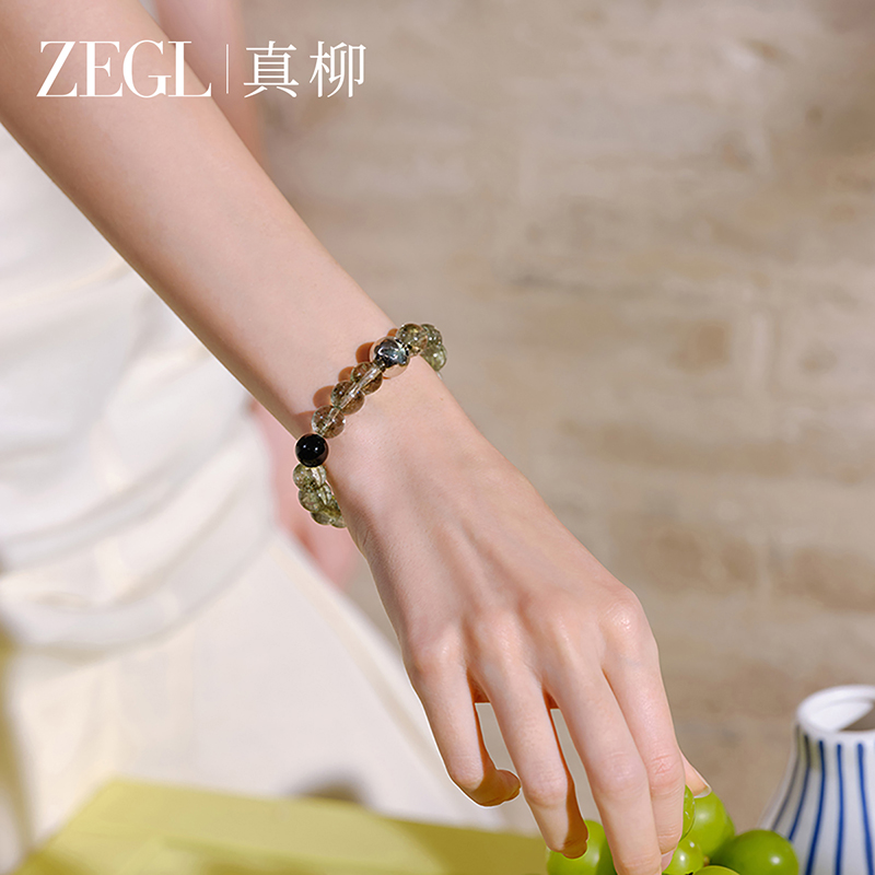 ZEGL明星同款设计师小彩石紫水晶手串绿幽灵手链女款情绪稳定手饰-图3