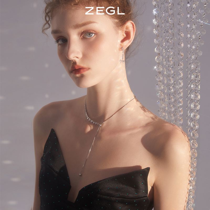 ZEGL轻奢Y字项链女2024年新款高级设计感小众装饰锁骨毛衣链配饰 - 图3
