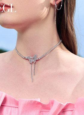 设计师款春日彩蝶项链