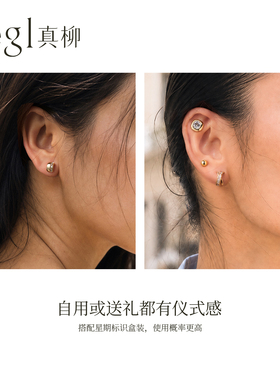 zegl真柳一周耳钉套装高级金色星期耳饰女设计感小众精致饰品配饰