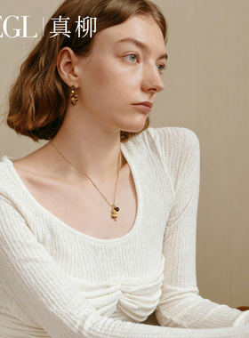 ZEGL金色葫芦项链女轻奢小众虎眼石吊坠锁骨链百搭颈链时尚配饰品