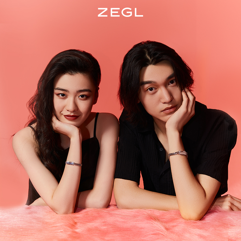 ZEGL一锁定情小情锁情侣款手链男一对月光宝盒送女友生日七夕礼物