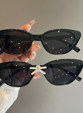 韩版猫眼镶钻蝴蝶结墨镜