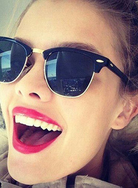 欧美2023年新款黑色复古墨镜