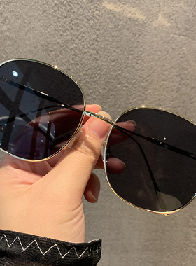 韩版潮款经典圆形金属大框眼镜女防紫外线百搭时尚情侣开车墨镜男