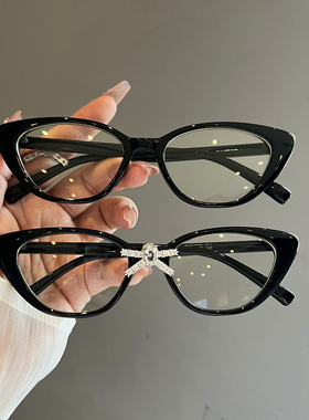 韩系镶钻蝴蝶结猫眼平光镜