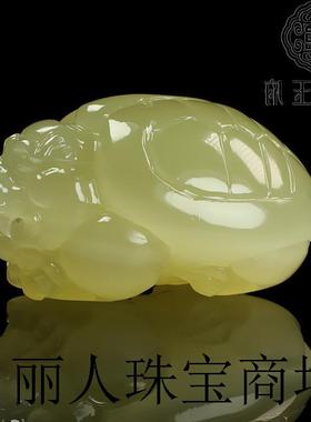 新疆和田高端阿富汗青白玉猫眼开运龙龟手把件富甲天下玉龙龟挂件
