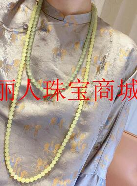 新疆若羌黄玉圆珠108颗佛珠多圈手链和田玉新中式百搭国风毛衣链