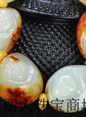 新疆和田玉手串精选新款佛头籽料手链原石和田羊脂玉送礼玉石手串