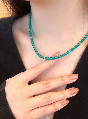 玛瑙新中式高透发财豆荔枝冻金枝玉叶玉髓吊坠项链少女款春季爆款