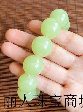 和田玉黄口圆珠手串男女款籽料玉石手链把件手串20mm黄玉佛珠手链