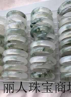 扁条手镯子旺夫镯半山半水翡翠玛瑙高端新疆天山翠冰翠金丝玉正品