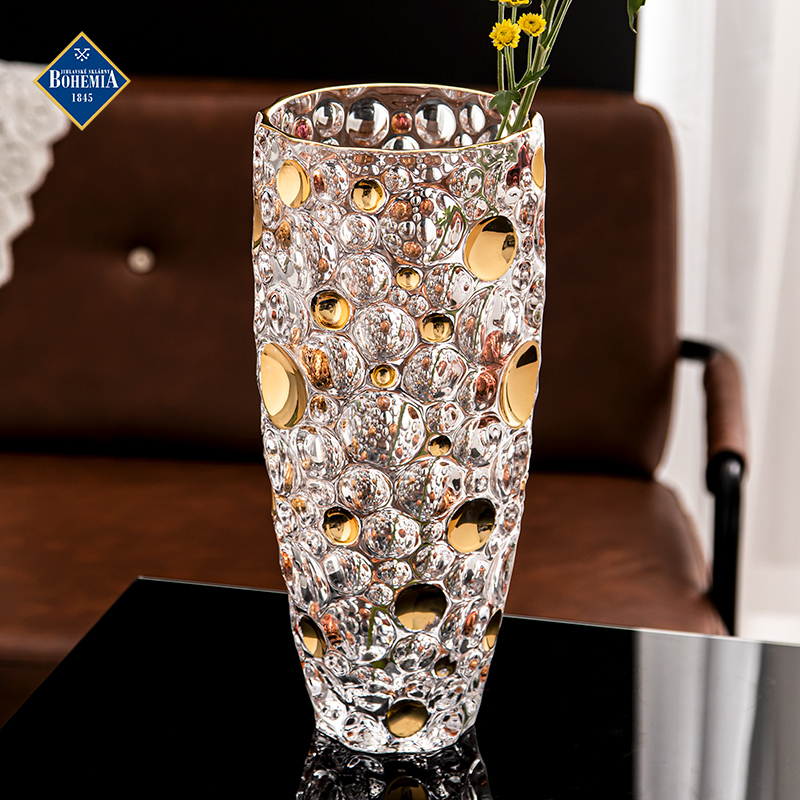 捷克进口BOHEMIA水晶玻璃幻彩透明花瓶高档摆件乔迁礼物好看花瓶-图1