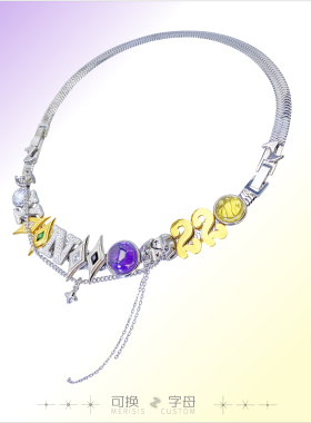 Y2K多层链条彩色吊坠锁骨链