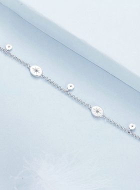 原创简约芒星流苏手链男女 个性时尚潮流s925纯银手链