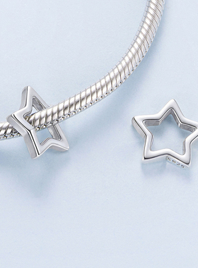 新款s925纯银星星串珠散珠 简约经典五角星百搭饰品