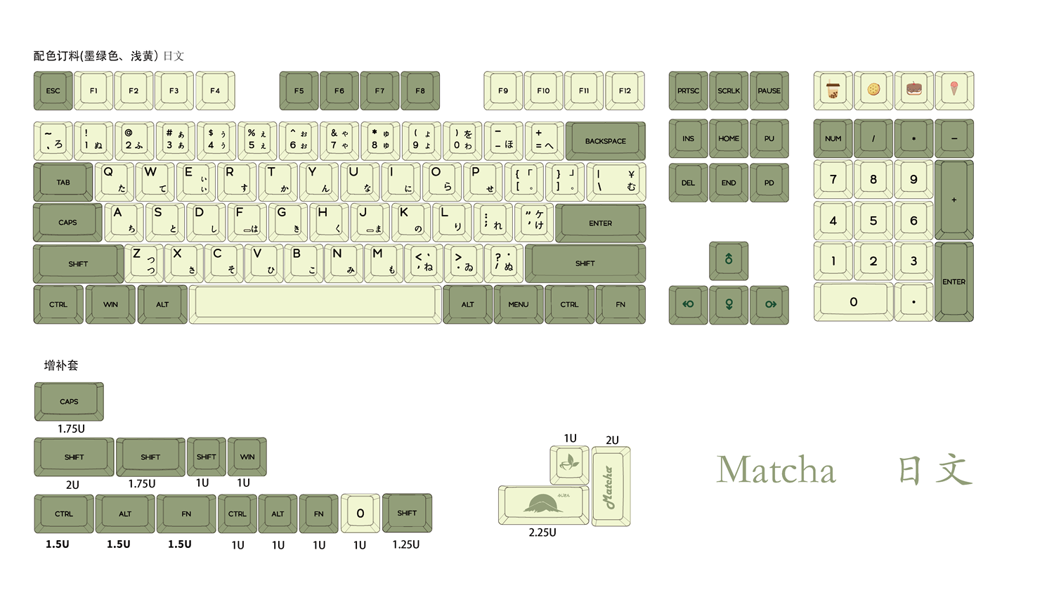 XDA V2高度Matcha键帽抹茶热升华PBT俄文日文韩文字根配机械键盘 - 图2