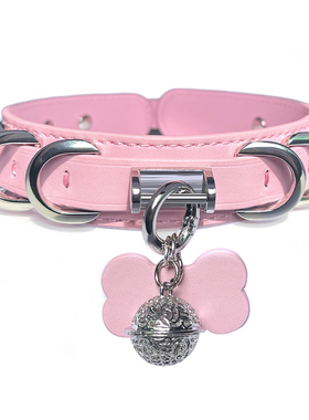 项圈女m定制刻字狗骨牌铃铛锁骨链真皮设计感小众颈圈K9颈环哥特