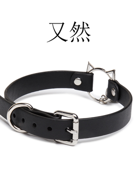 猫咪铃铛项圈choker皮革脖圈黑粉色女m可爱设计小众颈圈刻字定制