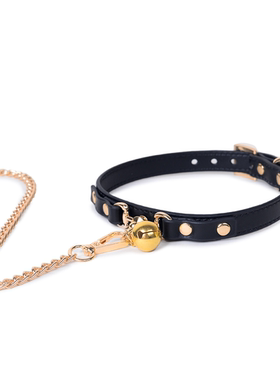 项圈女m高端项链调教牵引绳定制刻字K9皮质铃铛puppy颈饰choker