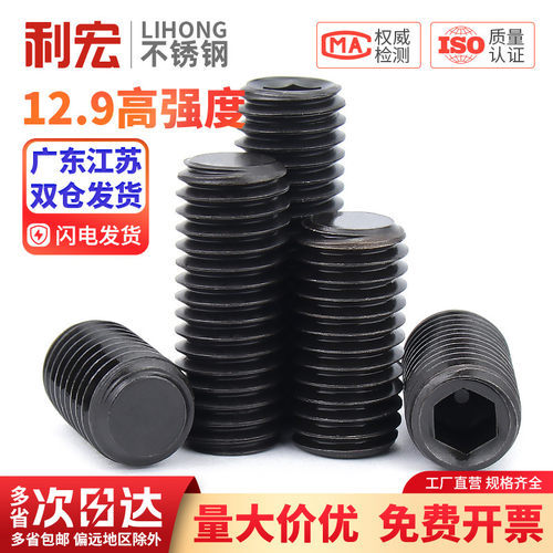 12.9级平端内六角紧定螺丝机米顶丝无头止付螺钉M3M4M5M6M8M10M12 - 图0