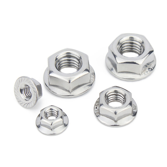 Jinchao 201/304 stainless steel flange nut 316 anti-slip locking cap English fine reverse teeth pad anti-loose nut