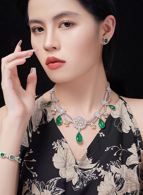 祖母绿项链女S925银轻奢小众