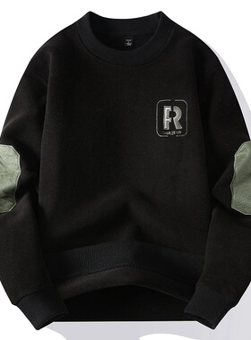 圆领卫衣百搭男士秋冬季加绒圆领内搭秋衣卫t恤men's sweatshirt