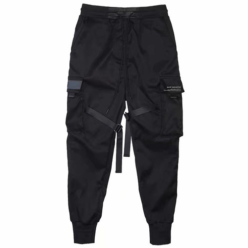 Men Block Black Pocket Cargo Pants Joggers Sweatpant Hip Hop - 图3