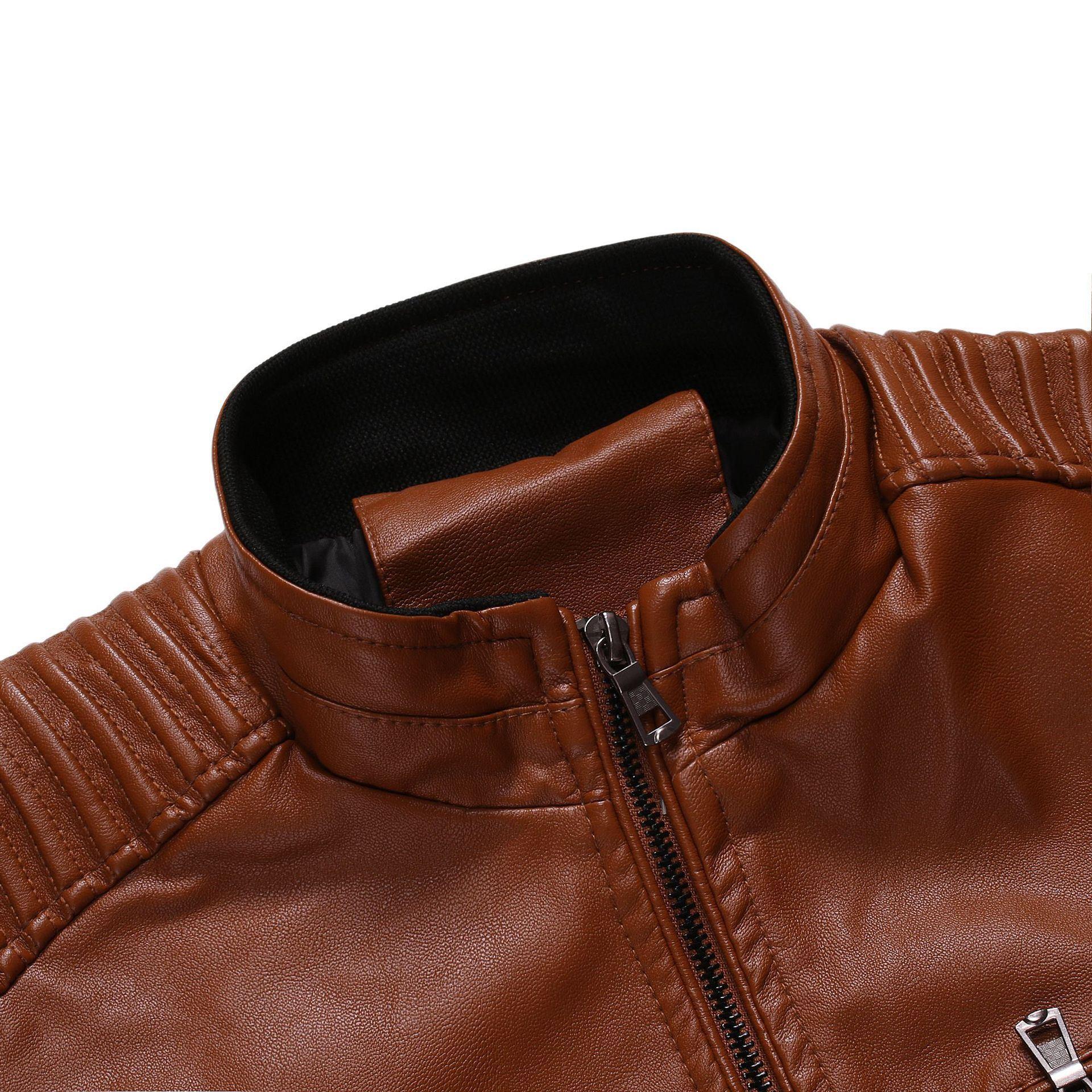 Autumn Causal Vintage Leather Jacket Coat Men PU Leather皮衣-图2