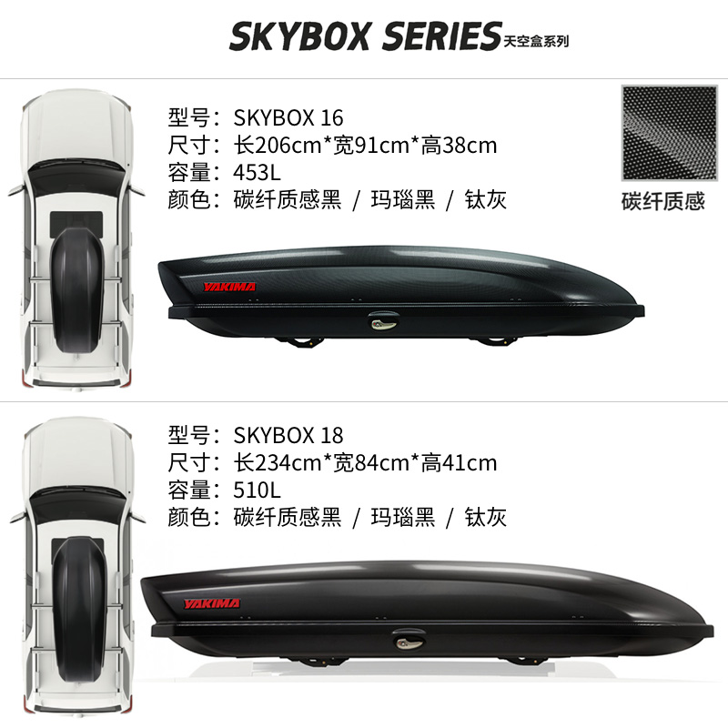 YAKIMA车顶行李箱SKYBOX汽车轿车自驾游SUV旅行低风阻车顶箱-图2