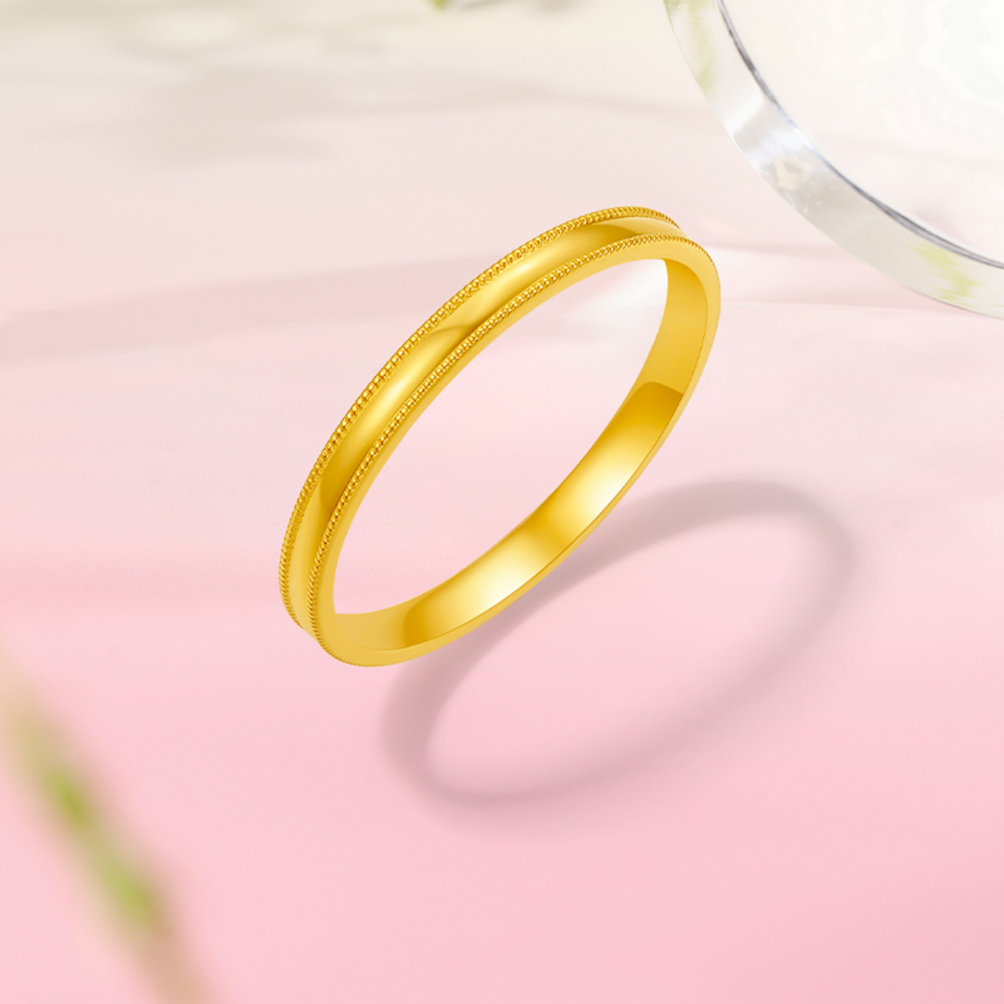 Saturday Fortune Gold 5G denominated solid gold simple shiny bead edge ring women's ring holiday gift