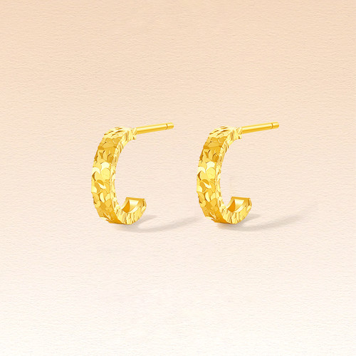 周六福黄金计价5G足金碎碎冰碎碎金耳饰职场达人系列母亲节礼物 - 图1