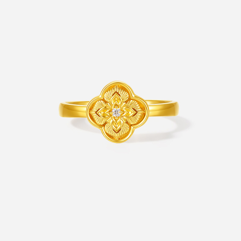 Saturday blessing gold inlaid diamond ring for women