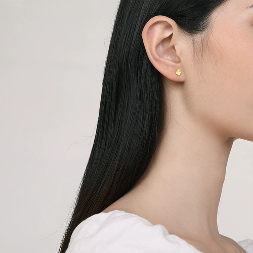 Золотые серьги, ювелирное украшение, четырехлистный клевер, подарок на день рождения