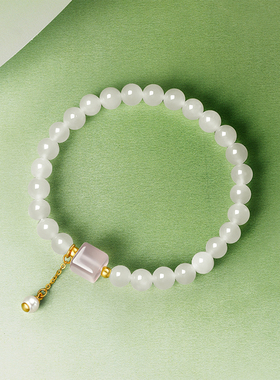 周六福黄金和田白玉手链