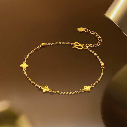 周六福5G足金计价满天星手链碎金四叶草碎碎冰鱼鳞首饰节日礼物 - 图2