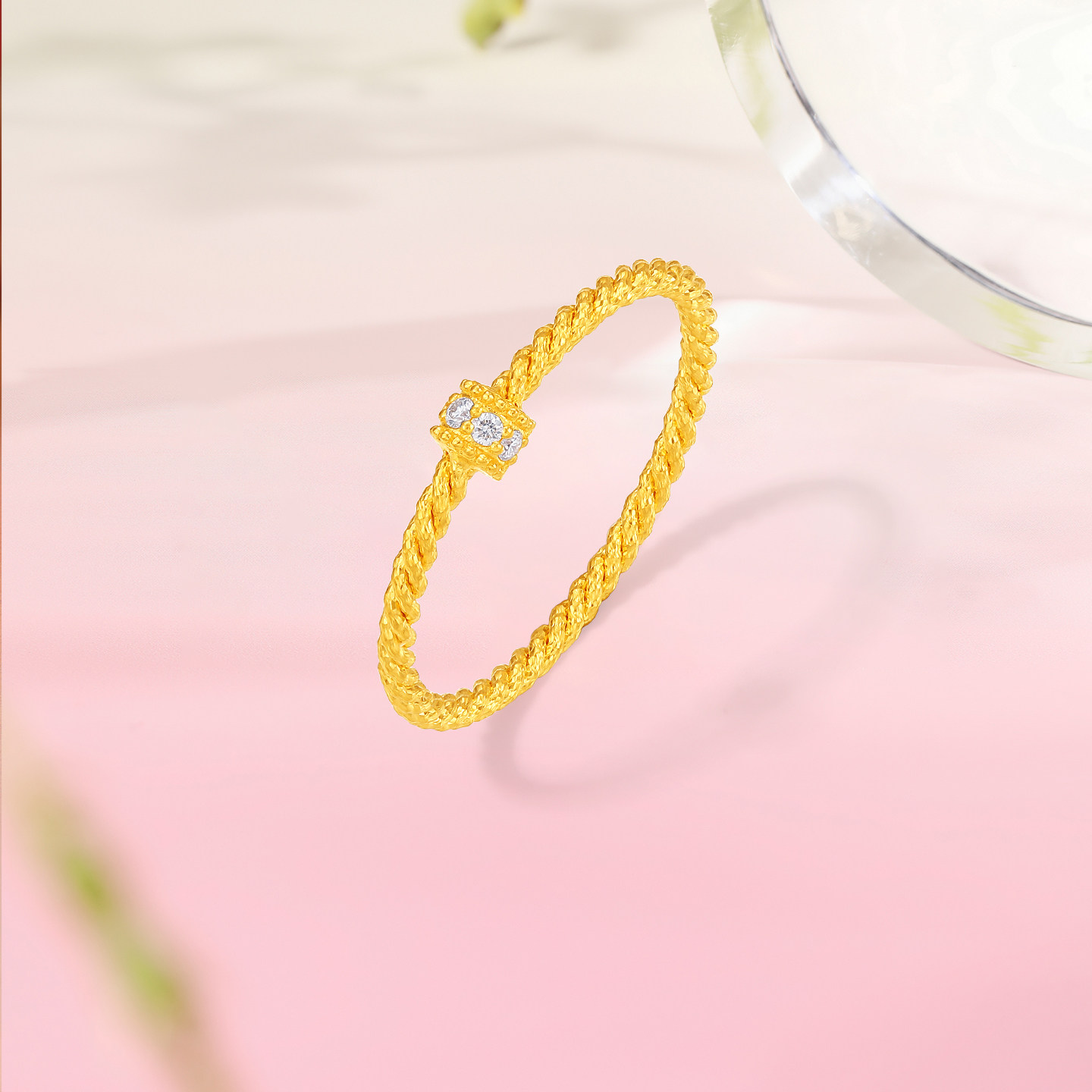 Saturday blessing gold inlaid 5g pure gold ring for women