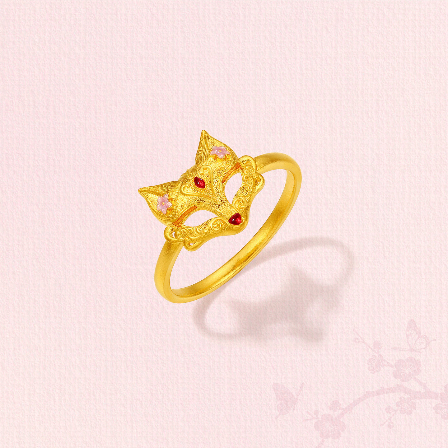 Saturday blessing gold ancient method denominated pure gold auspicious auspicious fox cute face ring women's ring fortune fox series holiday gift