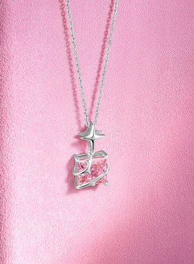 周六福项链女方形链坠S925银高级感小众节日礼物送女友