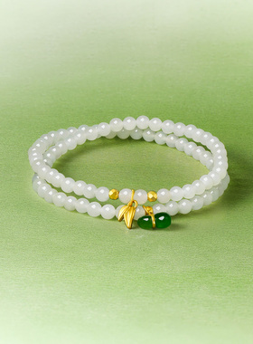 周六福和田玉手串金镶玉葫芦福禄平安玉石手饰新年礼物