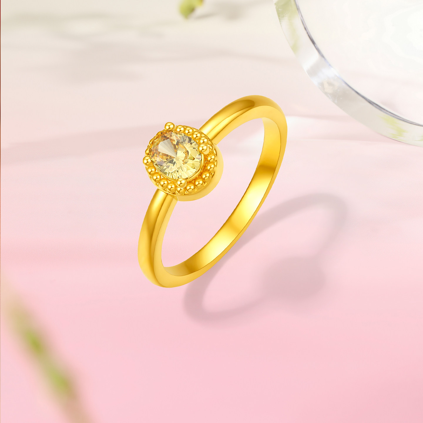Saturday blessing gold inlaid zircon ring for women