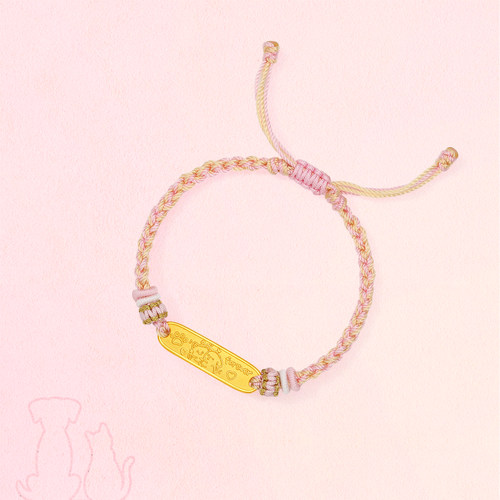 周六福黄金5d硬金手绳女款定价猫咪黄金爱心甜梦手链送女生礼物 - 图2