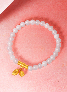 周六福和田玉手串女金镶玉