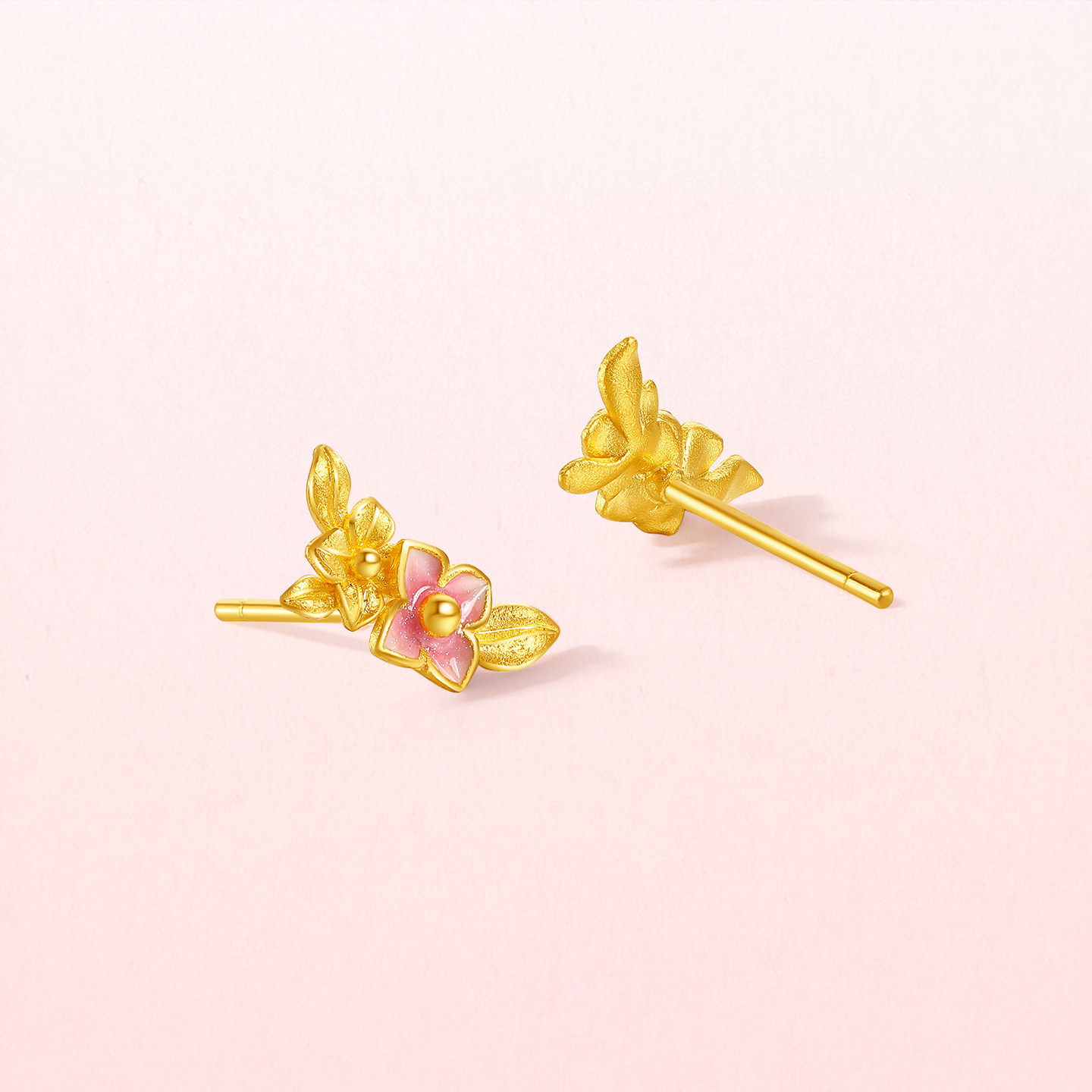 周六福黄金5G足金耳饰耳钉计价金枝红蕊田园系列女友新年礼物,淘宝优惠券,粉丝福利购,淘宝优惠卷